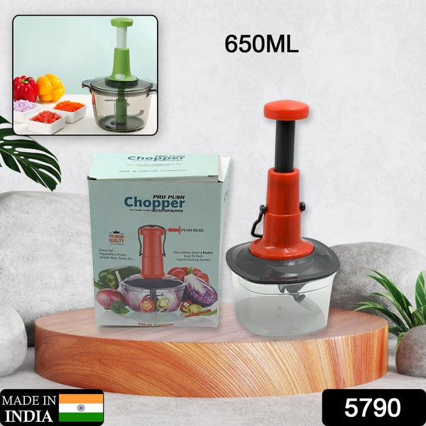 Manual Food Chopper (650ml): 3 Stainless Steel Blades, Locking System, Anti-Slip Base - Goyaldeal.com