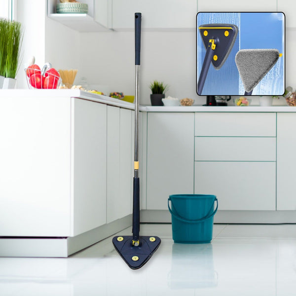Rotatable Adjustable Triangle Cleaning Mop Triangle Mop with Stainless Steel Long Handle Push-Pull Squeezing Cleaning Mop Dry & Wet Mop for Floor Windows (1 Pc) - Goyaldeal.com