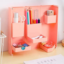 Multi-Purpose Pen Holder, Foldable Magnetic Kawaii Desk Pen Holder Pencil Makeup Storage Box Desktop Organizer Stand Case School Office Stationery - Goyaldeal.com