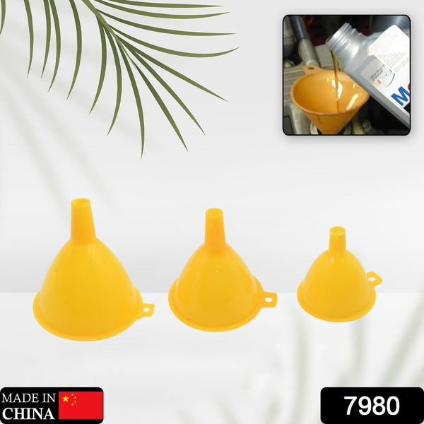 Multipurpose Funnel 3 Size Small , Medium & Big Plastic Funnel For kitchen and laboratory Use (3 Pc Set) - Goyaldeal.com