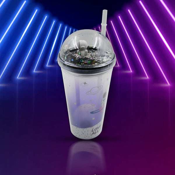 LED Glow Light, Design Printed Insulated Double Wall Plastic Tumbler Cups With Straws 13oz Theming Astronaut in Space Travel Tumbler Freezer Mug Drinking Cups for Boys and Girls School/Tuition/Gym/ Picnic (Pack Of 1) - Goyaldeal.com