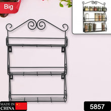 Big Wall Mounted Iron Wall Shelf with 3 Storage Racks for Kitchen, Pantry, Cabinet, Counter top or Free Standing, Rack Holder for Kitchen - Goyaldeal.com