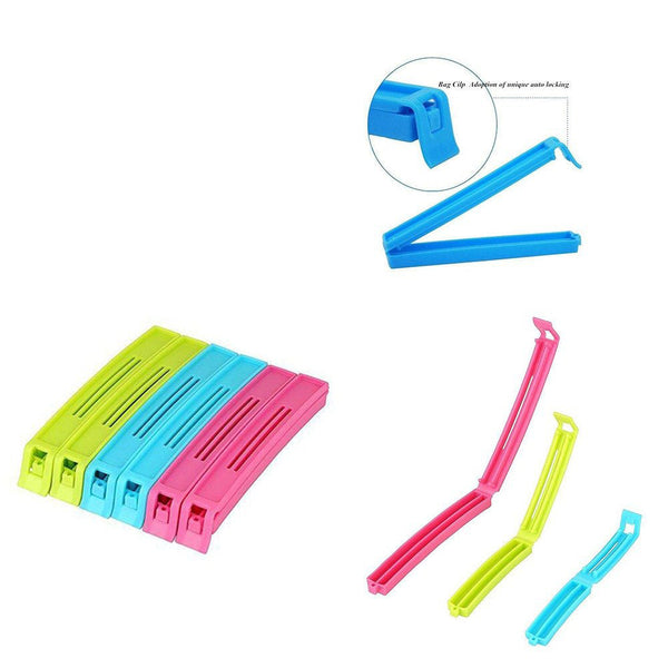 Plastic Snack Bag Clip Sealer Set (18 Pcs, Multicolour) - Goyaldeal.com