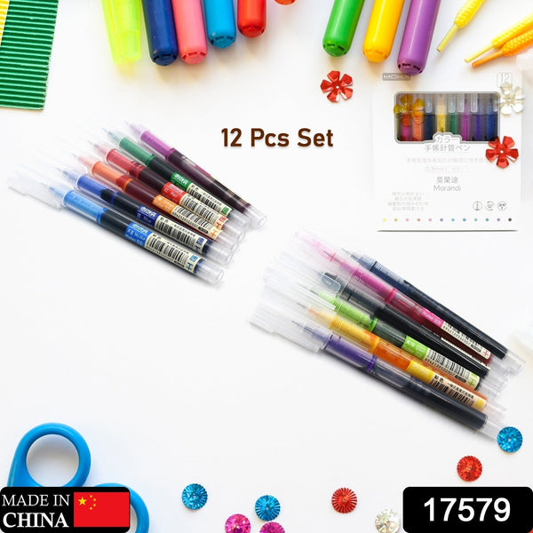12 Color Rolling Ball Pens, Quick-Drying Ink 0.5 mm Extra Fine Point Roller ball Pens Straight Liquid Gel Ink Pens for Writing, Drawing, Journaling, Taking Notes, School Office Stationery (12 Pcs Set) - Goyaldeal.com
