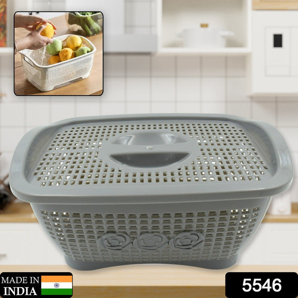 Multipurposes Plastic Basket, Organizer for Kitchen, Countertop, Cabinet, Bathroom with Lid, Plastic Storage Basket For Store Fruits, Vegetables, Magazines, Cosmetics, Stationary (1 Pc / Mix Color ) - Goyaldeal.com