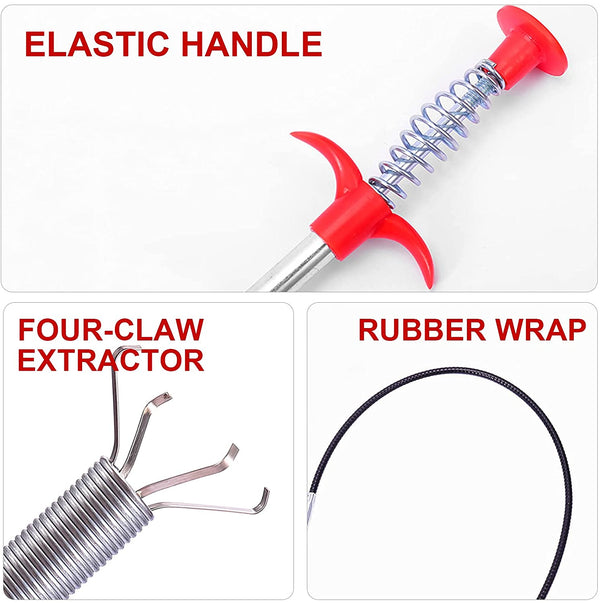 Multifunctional Cleaning Claw Pilpe Cleaner Drainage Block Remover Drain Spring Pipe Dredging Tool, Drain Cleaning Tool for Hair Drain Drain Cleaner Sticks drain pipe clearer (290 Cm) - Goyaldeal.com