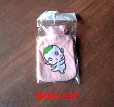Pink Cartoon Small Hot Water Bag with Cover for Pain Relief - Goyaldeal.com