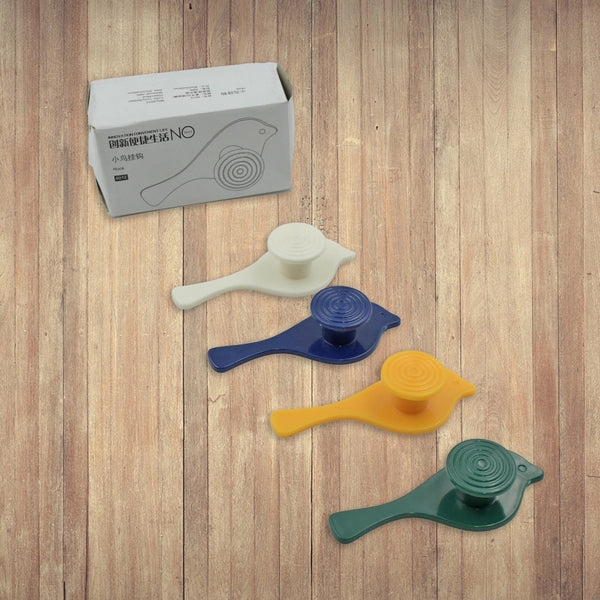 Bird Hook self Adhesive Hooks Wall Mounted Hook Shower Towel Hook Hat Hooks Rack Coat Hook Door Back Hook Adhesive Hooks for Wall Novelty Wall Hook (4 Pc Set) - Goyaldeal.com