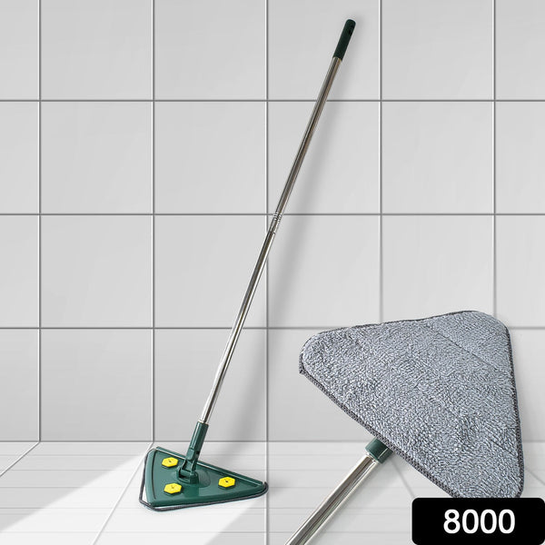 2-in-1 Extendable Triangle Mop – Retractable, 360° Rotating, Telescopic & Reusable Mop Heads (1 Pc) - Goyaldeal.com