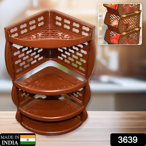 Multi Purpose Plastic Corner Rack a Stylish Storage Shelf for Kitchen / Living Room / Bathroom (1 Pc / 3 Layer ) - Goyaldeal.com