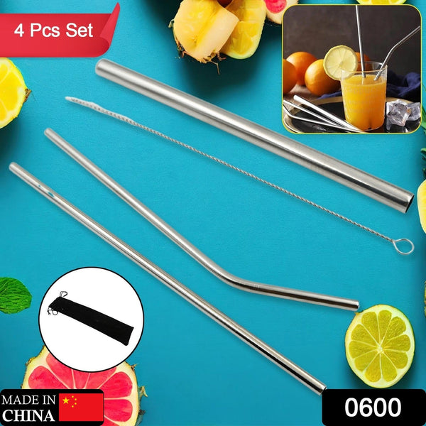 Reusable Stainless Steel Straws with Case for Drinking (4 Pc, Eco-Friendly) - Goyaldeal.com