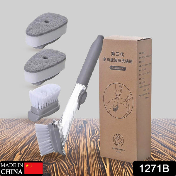 Dish Scrubber with Soap Dispenser, Soap Dispensing Dish Brush Set, Dishwashing Brushes Kitchen Scrub Dish Wand for Dishes Sink Pot Pan Cleaning and Washing,1 Handle,3Refill Replacement Head - Goyaldeal.com