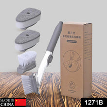 Dish Scrubber with Soap Dispenser, Soap Dispensing Dish Brush Set, Dishwashing Brushes Kitchen Scrub Dish Wand for Dishes Sink Pot Pan Cleaning and Washing,1 Handle,3Refill Replacement Head - Goyaldeal.com