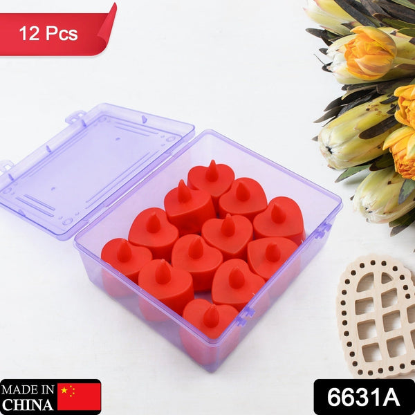 Flameless Candles LED Heart Shape Tea Light Candles Multi Color Electrical Diya Candles Battery Operated Fake Candles for Gift/Home Decoration Diwali Navratri Lighting (Pack of 12) - Goyaldeal.com
