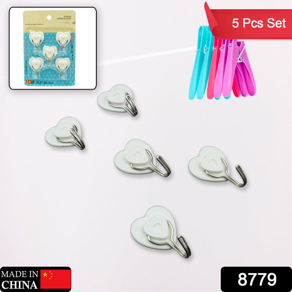 Multipurpose Strong Hook Self-Adhesive hooks for wall Heavy Plastic Hook, Sticky Hook Household For Home , Decorative Hooks, Bathroom & All Type Wall Use Hook , Suitable for Bathroom, Kitchen, Office (5 Pc Set) - Goyaldeal.com