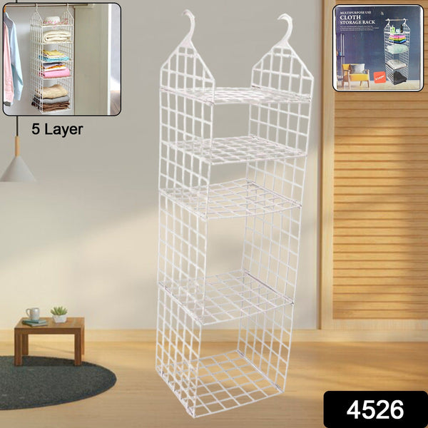 MULTIPURPOSE 5 LAYER FOLDING CLOTHES STORAGE RACKS||CLOSET FOR STUDENTS WARDROBE SHELVES SOCKS, SCARF, T-SHIRT, ETC||HANGING ORGANIZER STORAGE HOLDERS & RACKS - Goyaldeal.com