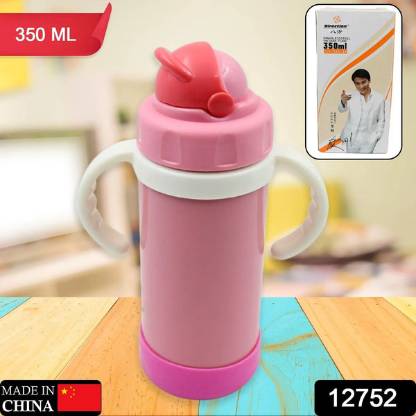 Stainless Steel Water Bottle With Handle & Straw Leak Proof, Rust Proof, Hot & Cold Drinks, Gym Sipper BPA Free Food Grade Quality, Steel fridge Bottle For office / Gym / School (350 Ml) - Goyaldeal.com