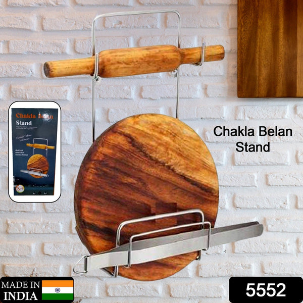 Chakla Belan Chimta Stand Rolling Pin Board Tong Holder Silver Stainless Steel Multi-Purpose Rack for Kitchen (1 Pc ) - Goyaldeal.com