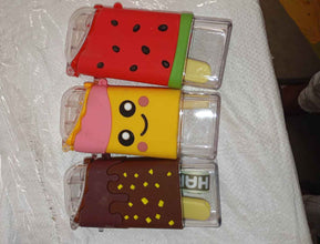 Portable Cute Water Bottle for Kids, Unique Ice Cream Shape water cup, sicle Shaped Plastic Kettle with Straw, Adjustable Shoulder Strap, BPA free, Leakproof (300 ML)