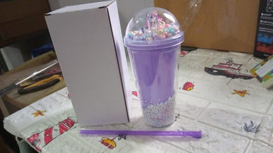Design Printed Sipper Bottle With Toy, LED Glow Light, Double Wall Sipper Glass Water Bottle , Sipper Bottle With Straw For Girls And Kids for Boys and Girls School/Tuition/Gym (Pack of 1) - Goyaldeal.com