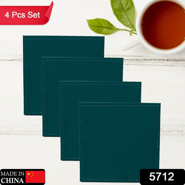 Square Leather Tea Coaster Set – Durable Dining & Coffee Table Decor (4 Pc) - Goyaldeal.com