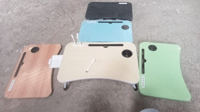 MultiPurpose Study Table Foldable Portable Notebook Bed Lap Desk Tray Stand Reading Holder with Coffee Cup Slot, Drawer, Fan, USB Cable & Light for Breakfast, Reading & Movie Watching (1 Pc Mix Color) - Goyaldeal.com