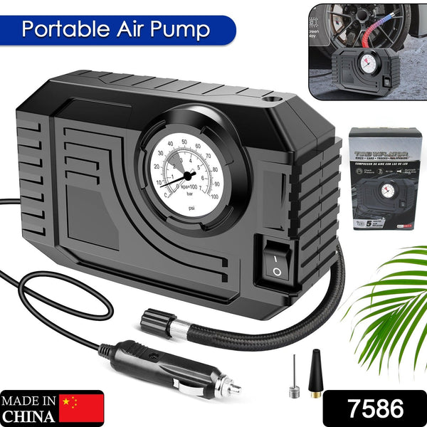 Tire Inflator Portable Air Compressor 12V Small Air Pump for Car Tires Bicycle Balloons, Cars, Bike, Bicycles and Other Inflatables with LED Light (12V) - Goyaldeal.com