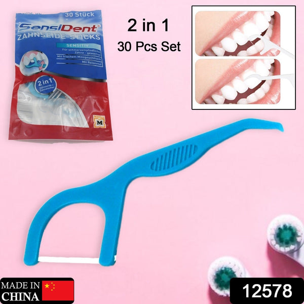 2 In 1 Tooth Picks Flosses, Portable Toothpicks, Resealable Oral Care Dental Flosser, Easy Storage Dental Pick for Fresh Breath and Healthy (30 Pcs Set) (Mix Color) - Goyaldeal.com