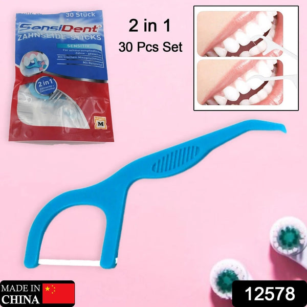 2 In 1 Tooth Picks Flosses, Portable Toothpicks, Resealable Oral Care Dental Flosser, Easy Storage Dental Pick for Fresh Breath and Healthy (30 Pcs Set) (Mix Color) - Goyaldeal.com