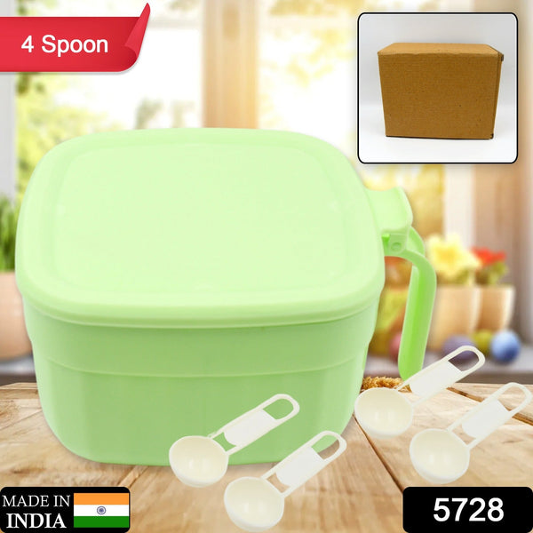 Multipurpose Dry fruit Set, Chocolate, Snacks Storage Box, Masala Box for Home and Kitchen Airtight Dry Fruit Plastic Storage Container Tray Set With Lid & 4 Compartment, 4 Spoon Container for Sweets, Chips, Cookies | (1 Pc) - Goyaldeal.com