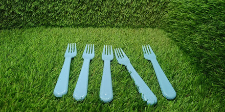 Reusable Premium Heavy Weight Plastic Forks, Party Supplies, One Size, plastic 5pc Serving Fork Set for kitchen, Travel, Home (5pc) - Goyaldeal.com