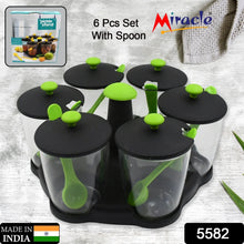 Multipurpose 6 Piece Miracle Revolving Plastic Spice Container Rack With 6 Spoon, Condiment Set, Masala Rack Set, Revolving Spice Rack Aachar Container Chutney Mukhwas Tray Masala Dining Spice Stand - Goyaldeal.com