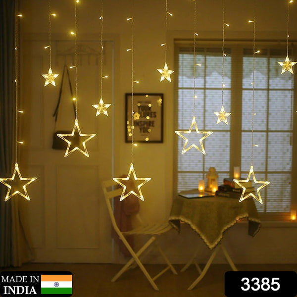 12 Stars LED Curtain String Lights with 8 Flashing Modes for Home Decoration, Diwali & Wedding LED Christmas Light Indoor and Outdoor Light ,Festival Decoration  (Warm White / With Box) - Goyaldeal.com