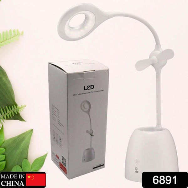 Rechargeable LED, LED Desk Lamp with Pen Container Fan, Interior Lighting for Study, Children's Room, Bedroom or Office, Perfect for Emergency, Study, Reading and Home USB Cable Included - Goyaldeal.com