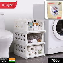 3 Layer Stackable Multifunctional Storage,for Clothes Foldable Drawer Shelf Basket Utility Cart Rack Storage Organizer Cart for Kitchen, Pantry Closet, Bedroom, Bathroom, Laundry(3 Layer 1 Pc) - Goyaldeal.com