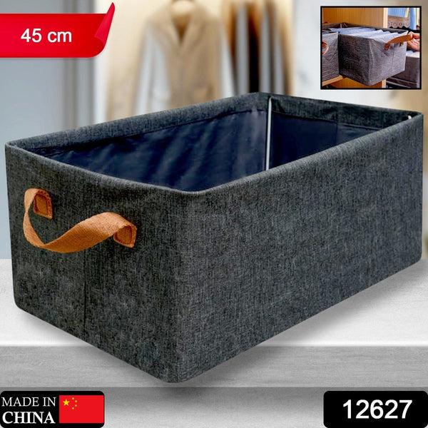 FOLDABLE STORAGE BOX HANDLES, COTTON AND LINEN STORAGE BINS AND BASKETS ORGANIZER FOR NURSERY, CLOSET, BEDROOM, HOME (45 Cm) - Goyaldeal.com