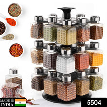 360° Revolving Spice Rack | 24-Piece Square Container Set | All-New Design for Condiments - Goyaldeal.com