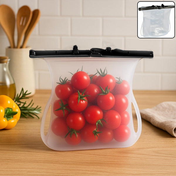 Reusable Silicone Food Storage Bag – Leakproof, Flat Bottom, Freezer & Microwave Safe, BPA-Free Snack & Sandwich Bag (1 Pc) - Goyaldeal.com