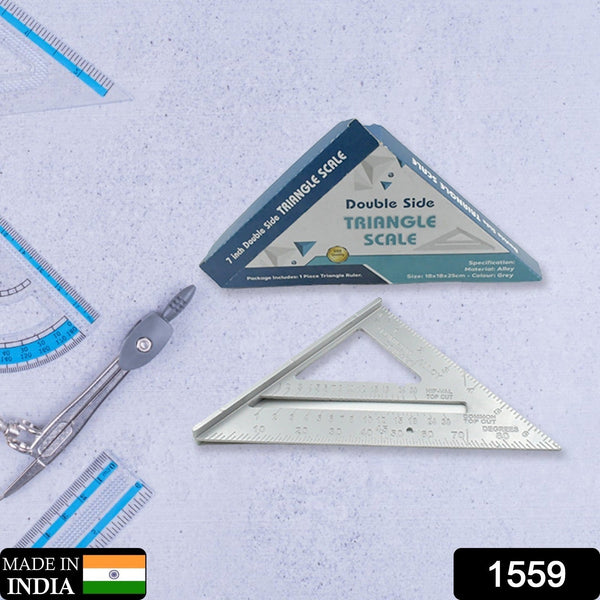 Double-Sided 45° Triangle Ruler – 7-Inch Aluminum Alloy Rafter Square for Home & Industrial Use - Goyaldeal.com