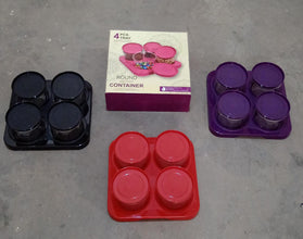 Airtight Plastic 4 Pc Storage Container Set, With Tray Dry Fruit Plastic Storage Container Tray Set With Lid & Serving Tray For Kitchen - Goyaldeal.com