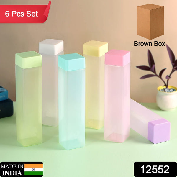 Large Capacity Plastic Water Bottle | Set of 6 | Square Water Bottle (940ml each) - Goyaldeal.com