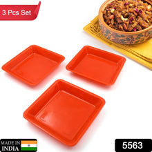 Square Plastic Halwa Dinner Plate Snacks / Breakfast, Restaurant Serving Trays Home School Coffee Hotel Kitchen Office (3 Pcs Set) - Goyaldeal.com