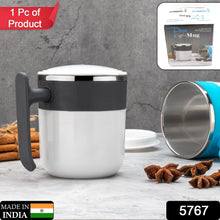 Stainless Steel Insulated Coffee/Tea Mug with Lid – Double Wall Hot Beverage Travel Cup, Milk Mug for Office & Home Use (1 Pc) - Goyaldeal.com