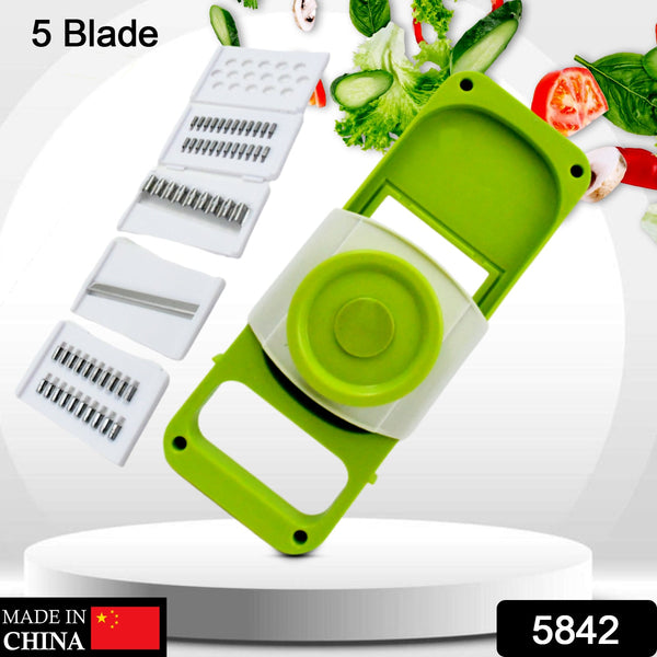 Slicer for Kitchen 5 in 1 Foldable Vegetable Slicer Blade Potato Cutter, Veggie Slicer, Onion Slicer, Julienne Grater with Protective Guards, Stainless Steel Blade - Goyaldeal.com