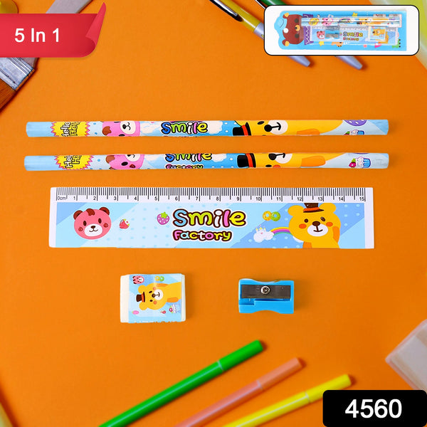 Wooden Pencil Set (5 Pc): School Supplies, Stationery Set for Kids - Goyaldeal.com