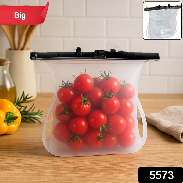 Reusable Silicone Food Storage Bag – Leakproof, Flat Bottom, Freezer & Microwave Safe, BPA-Free Snack & Sandwich Bag (1 Pc) - Goyaldeal.com