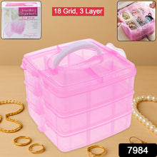 Versatile 18-Grid 3-Layer Transparent Plastic Organizer Box with Adjustable Dividers for Jewelry & Fishing Hooks - Goyaldeal.com