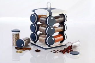 Spice jar Set - Food Grade Plastic 12pcs Spice jar (Brown Box) - Goyaldeal.com