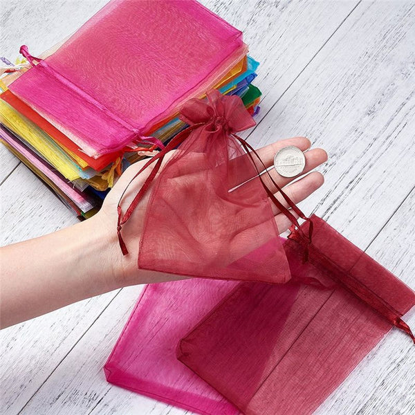Organza Drawstring Gift Bags – Small Mesh Pouches for Wedding, Party & Festival Favors (50 Pcs Set) - Goyaldeal.com