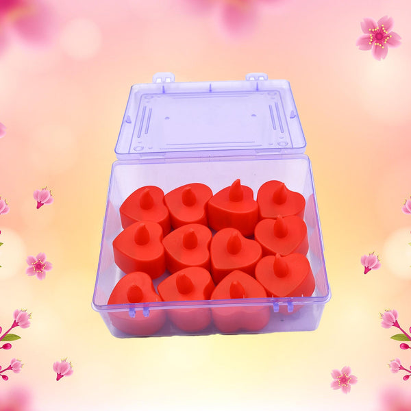 Flameless Candles LED Heart Shape Tea Light Candles Multi Color Electrical Diya Candles Battery Operated Fake Candles for Gift/Home Decoration Diwali Navratri Lighting (Pack of 12) - Goyaldeal.com